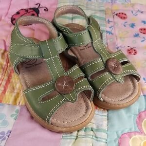Livie & Luca Olive Green Leather Button Sandals Size 9 Originals Made In Mexico